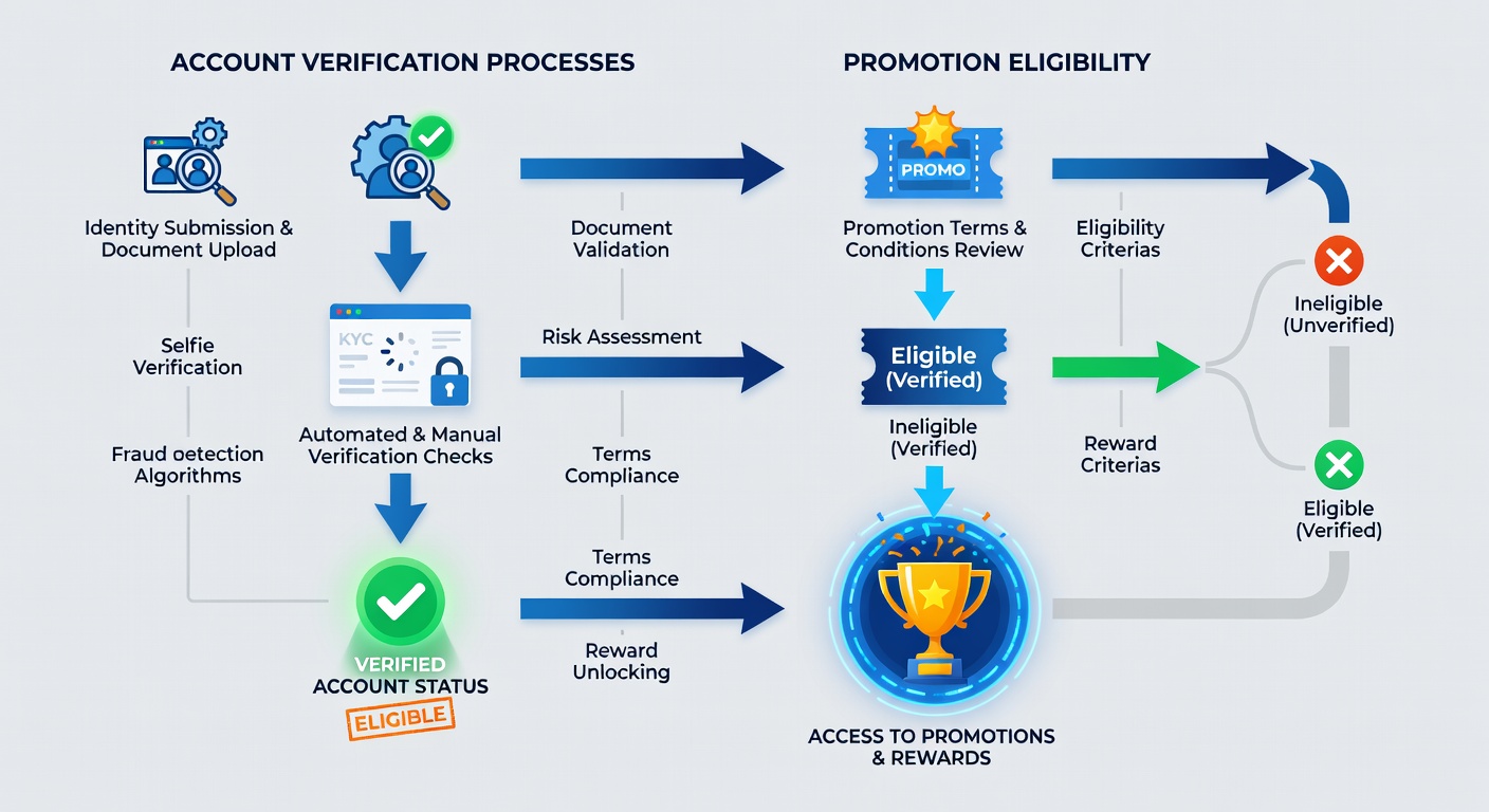 Illustration der Verbindung zwischen Verifizierungsstatus und Bonusberechtigung in Lotterie-Apps